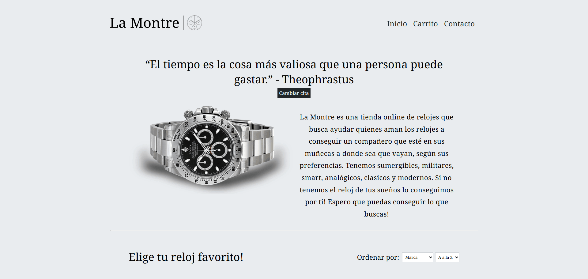 La Montre e-commerce product catalog